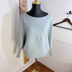 Philosophy Womens Ribbed Dolman Sleeve Sweater Top M Green Oversized